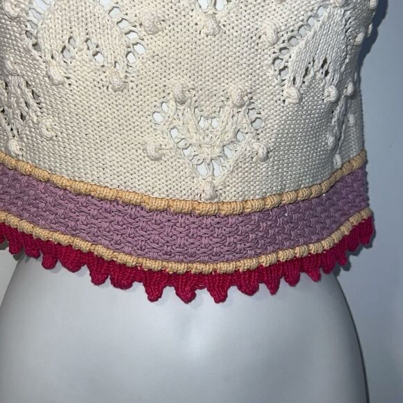 ZARA Crochet Knit Cotton Heart Croo Tank Top-S - Picture 4 of 9